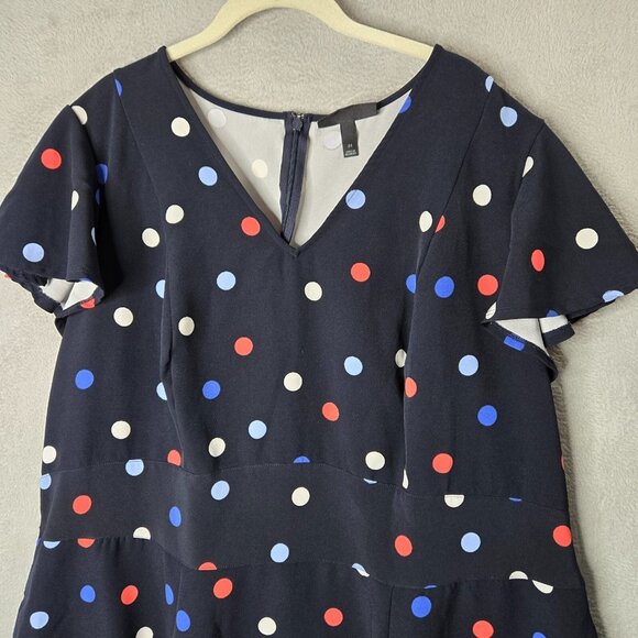 Lane Bryant 24W Lena Dress Black Polka Dot Midi Length Pockets Flutter Sleeve - Picture 3 of 9